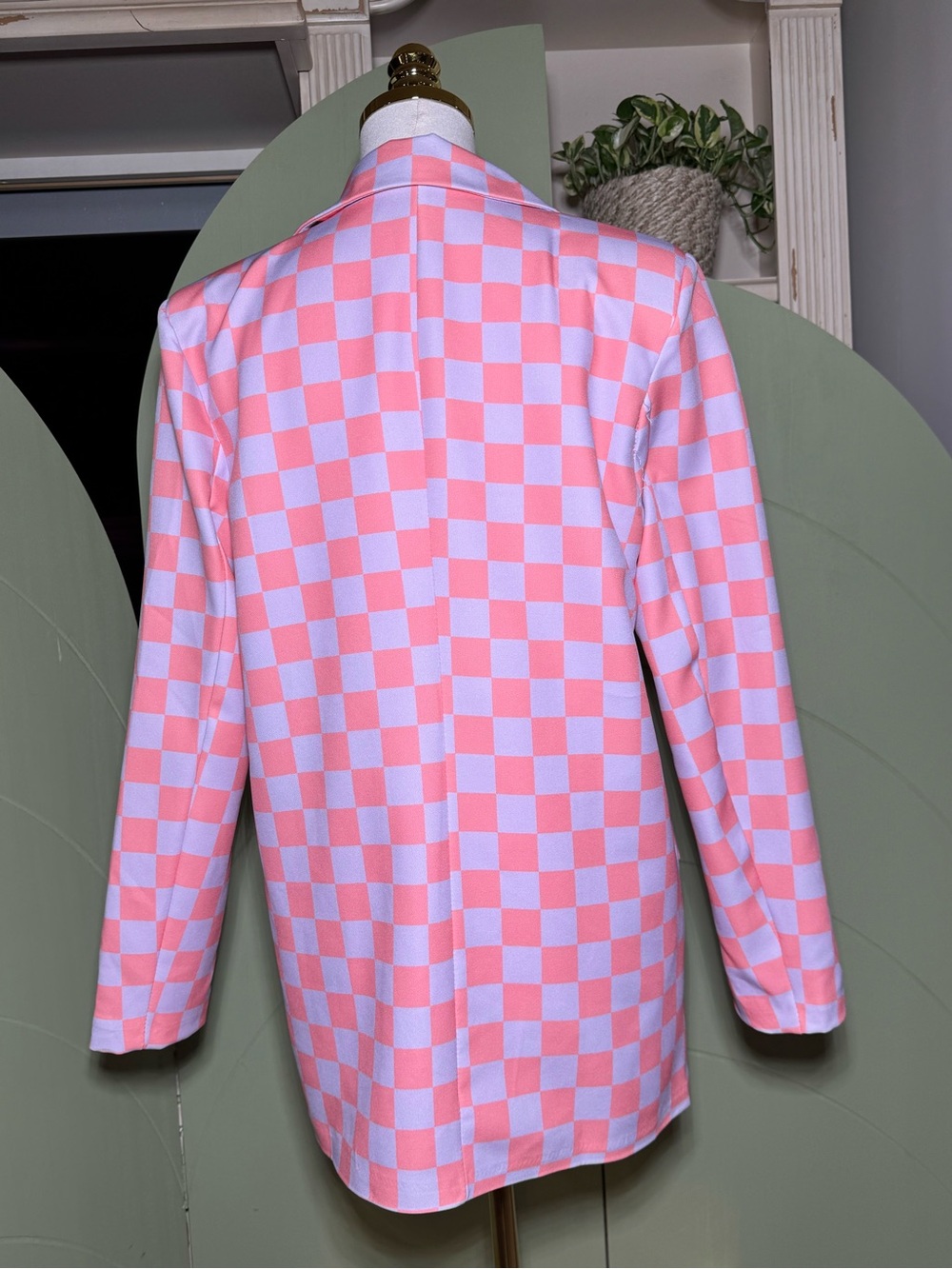 Boohoo Pink and Lavender Checkered Blazer - Picture 3 of 6